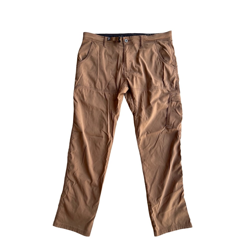 Prana Zion Straight Fit Brown Hiking Pants Mens 36x32" Stretch Cargo Outdoors